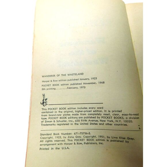 Zane Grey Book Wanderer of the Wasteland Paperback Vintage 1973 - Picture 7 of 10